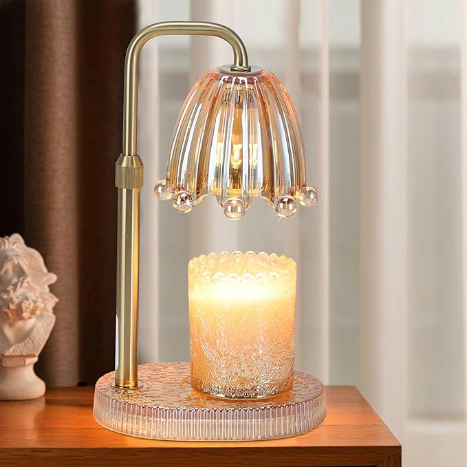 Candle Warmer Lamp with Timer - Electric Wax Melt Warmer with Adjustable Height and Dimmer for Scented Candle Wax, Home Fragrance Décor and House Warming Birthday Gifts for Women Mom
