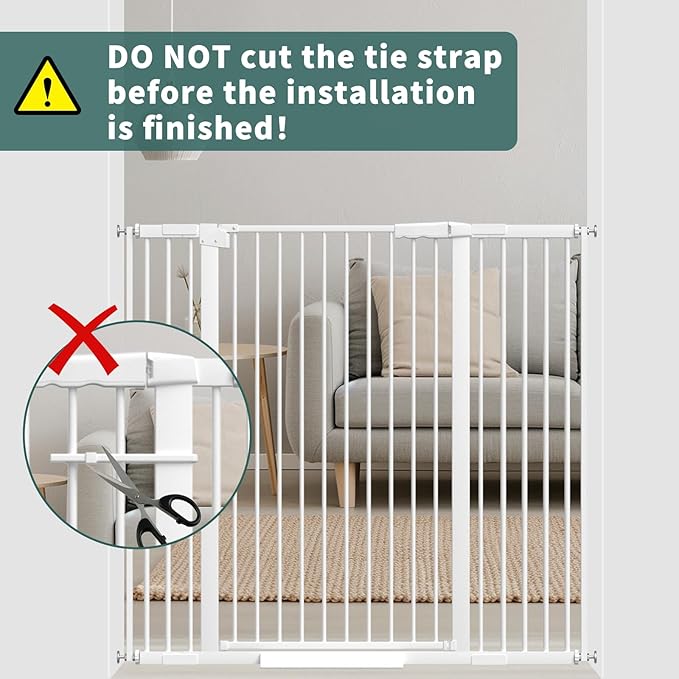 40.55" Tall 1.37" Ultra Narrow Spacing Dogs Pets Baby Gate for Doorway Hallway Safety Proof Indoor 30.11-34.05" Extra Wide Puppy Pressure Mounted No Drill Walk Through White Metal