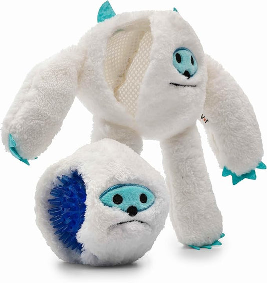 Flourish Pets 3 in 1 Multi-Layer Chew Toy for Active Dogs | Non-Toxic BPA Free Double Stitched Soft Fabric Exterior Dog Toys | Long-Lasting Dog Plush Toys – Large Yeti 11"