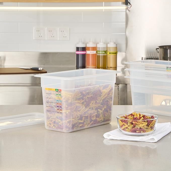 Restaurantware Food Storage Container 1 Pack of 12.7 x 6.8 x 7.8 Inches Plastic Stackable Storage Box White Reusable Label Container Dishwasher Safe For Restaurants And Kitchens