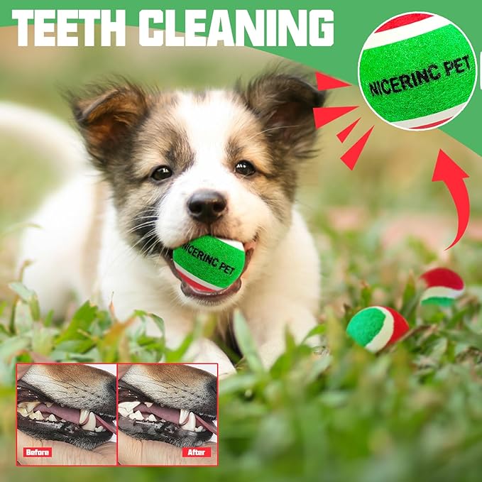 X-Small Dog Tennis Balls Dog Toys Ball 1.5" Pack of 12, Fit Ball Launchers,Christmas Dog Toys