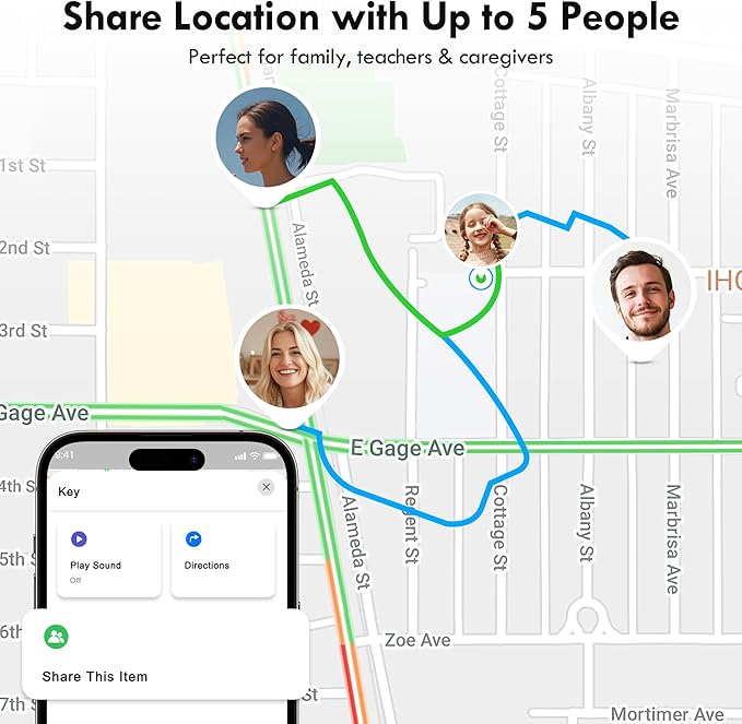 Utag GPS Tracker for Kids Hidden 4pack, Security Tag with Pins Works with Find My (iOS only), Lost Mode, Anti-Removal Tracking Device for Children, Elderly, Pets, Backpack, Vehicles, No Monthly fee