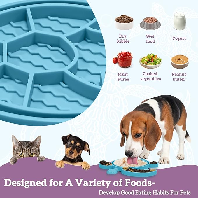 Turtle Dog Lick Mat for Dogs, Dog Slow Feeder Toy with Suction Cup, Dogs Licking Mats for Pets, Food-Safe Silicone Pet Lick Pad, Improve Digestion, Suitable for Various Foods