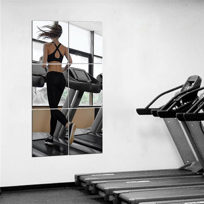 3 PCS Wall Mirror Tiles, Upgrade Shatterproof Self-Adhesive Full Length Mirror for Bedroom, Bathroom, Home Gym - Frameless Acrylic Tiles for Home Decor 17.8'' x 12''