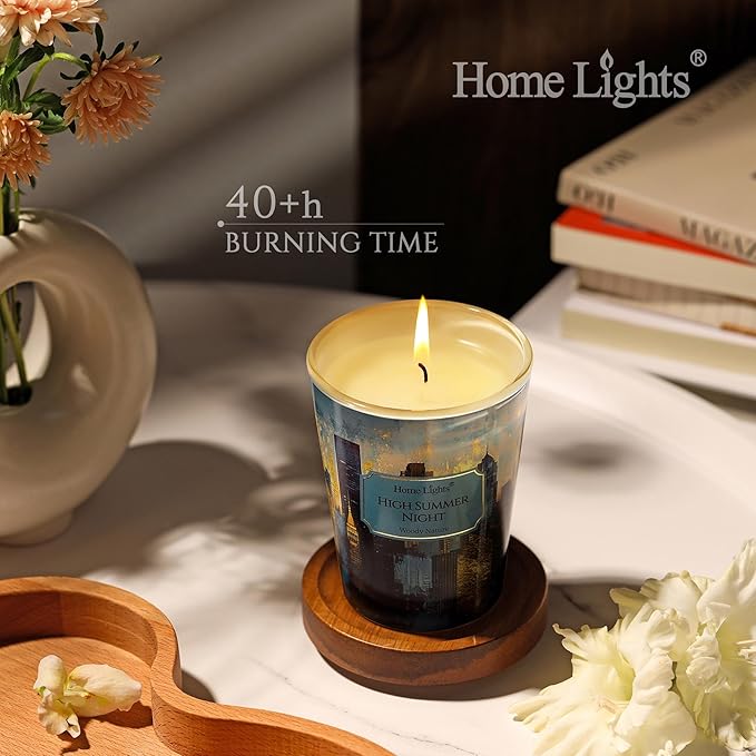 HomeLights High Summer Night Scented Candles | 6.7oz Soy Candles Industrial Chic Large Candle Jars | Ideal Candle Gifts for Events, Home Decor Stress, Relief & Relaxation