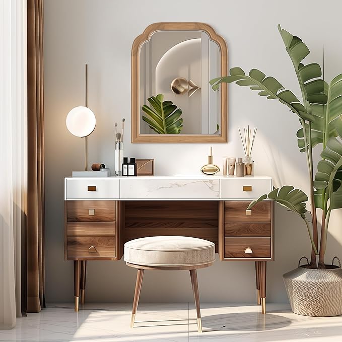 HOMECOOKIN Wood Bathroom Mirrors for Wall Mounted, 16" x 20" Rustic Wood Frame Wall Mirrors Decorative for Living Room or Bedroom Vanity Mirror (DH) B