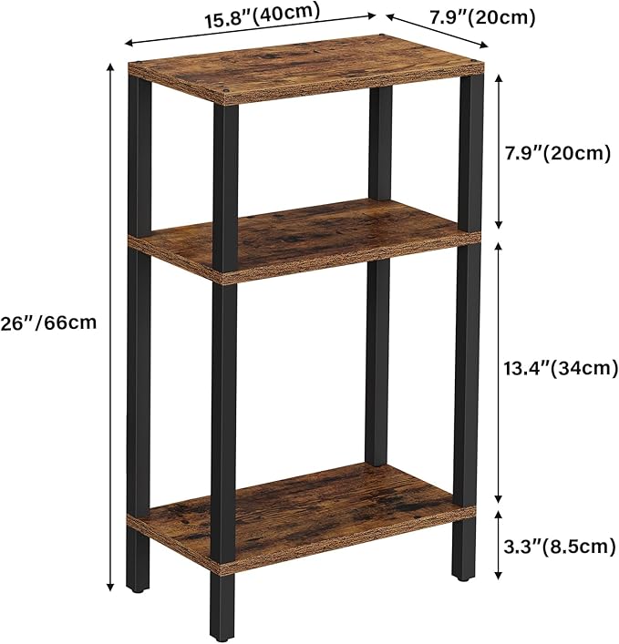 TUTOTAK Small Side Table, Narrow End Table, Skinny Sofa Table, Slim Nightstand, Couch Table, Living Room, Bed Room, Brown TB01BB0772