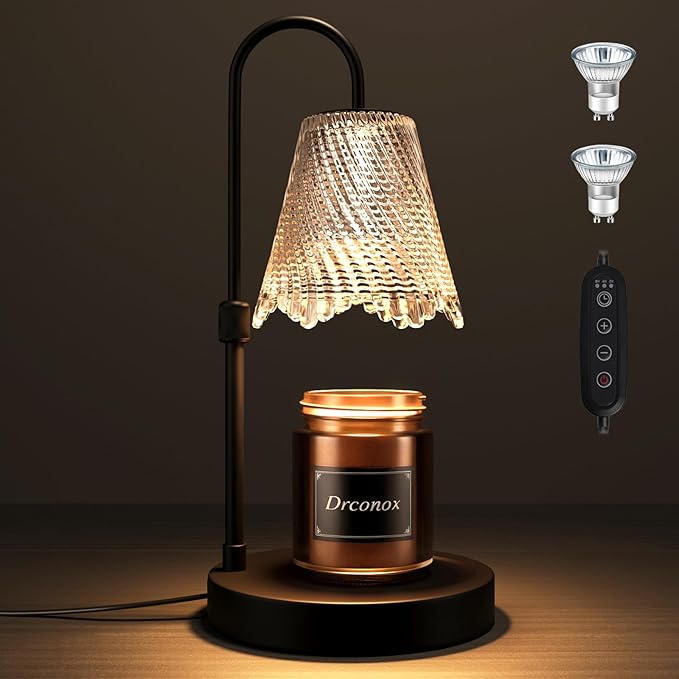 Candle Warmer Lamp with Timer, Adjustable Brightness & Height – Wax Melt Warmer for Jar Candles, Birthday Gifts for Women, Mother's Day Gifts, Housewarming Gift Home Decor with 2 Bulbs