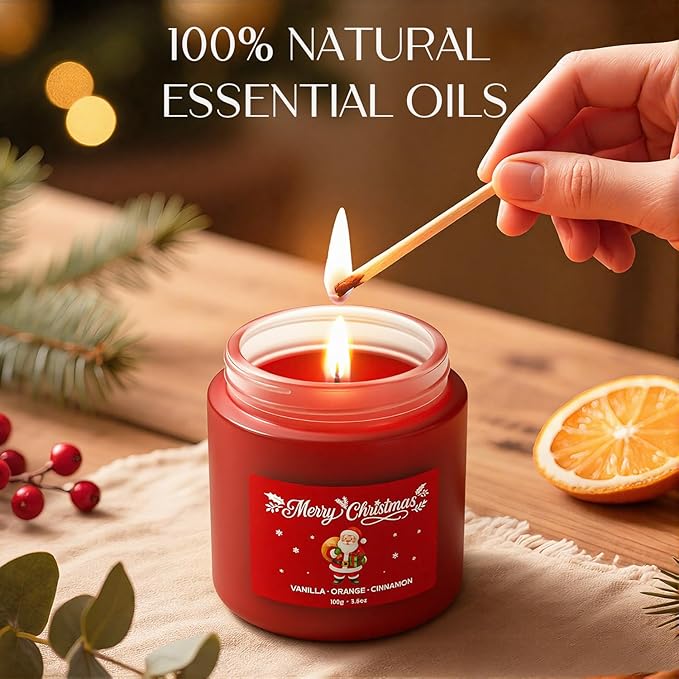 Christmas Candles, Soy Candles for Women & Men, Holiday Candle Gift Set for Women, Perfect Christmas Gifts for Mom, Dad, Teachers, Friends & Loved Ones