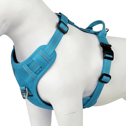 Plutus Pet No Pull Dog Harness, Reflective Adjustable Dog Vest Harness with Handle, Escape Proof, Soft Padded for Small Medium Large Dogs (Light Blue, L)