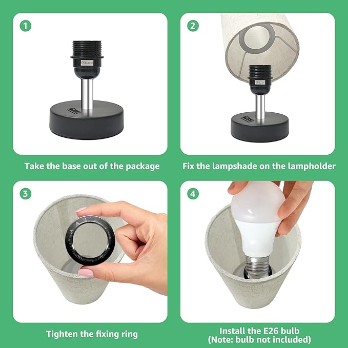 Small Lamp for Bedroom, Bedside Lamps for Night Stands, Mini Minimalist Table Lamp with Round Flaxen Fabric Shade, 11.8 Inch Desk Reading Lamp for Dorm Room Living Room Office Room, 2 Pack