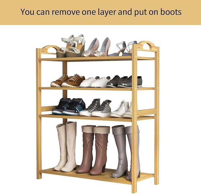 UDEAR Bamboo Shoe Rack 5-Tier Shoe Storage Organizer Entryway Shoe Shelf