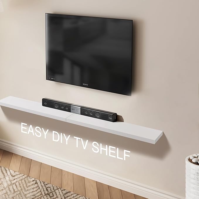 Colima Bathroom Floating Shelves for Wall, 36" Floating Wall Mounted Shelf, Rustic Wood Storage Hanging Shelf for Home Organization, Bathroom, Kitchen, Living Room (Set of 2, White)