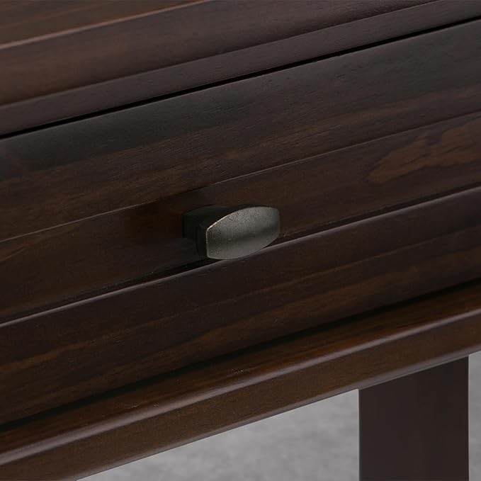 SIMPLIHOME Warm Shaker Desk - 48 Inch Wide Solid Wood Writing Desk in Mocha Brown, Transitional Home Office Computer Table for Workspace or Study with Flip-Down Keyboard Tray and 2 Drawers