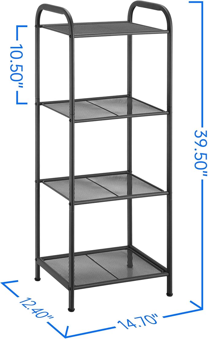 MAX Houser Storage Rack with Shelf,Industrial Style Extendable Plant Stand, Standing Shelf Units for Kitchen, Bathroom, Office,Living Room, Balcony, Kitchen (Charcoal Gray, 4 Tier)