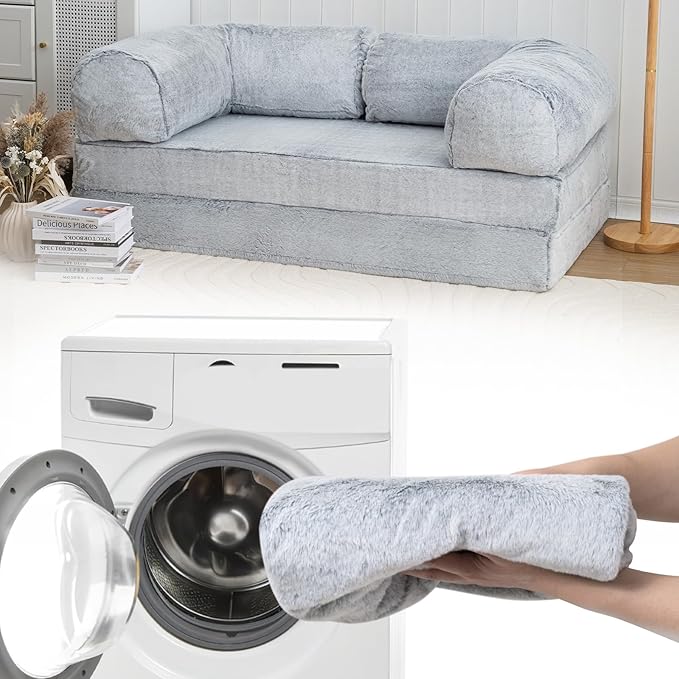 COMAX Folding Sofa Bed Queen, Foldable Couch Bed, Fold Out Futon Chair Sleeper for Adults, Convertible Floor Mattress Sofa for Bedrooom Living Room, Snow Light Grey