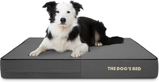 The Dog’s Bed Orthopedic Memory Foam Dog Bed, Large Grey & Black 40x25, Waterproof, Supportive Dog Bed with Replaceable Covers, Veterinary Approved