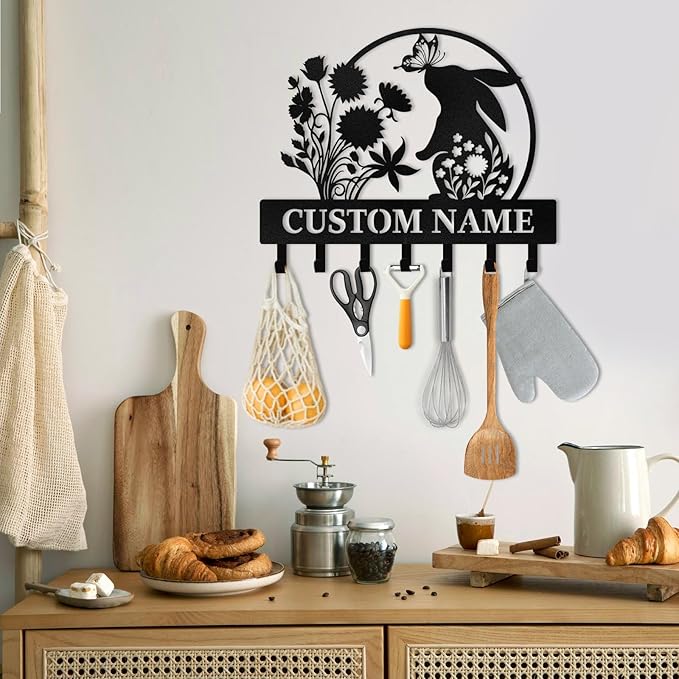 Personalised Key Holder for Wall, Garden Tool Organizer, Key Holder Wall Mount, Garden Decor, Heavy Duty Key Organizer Rack for Outdoor Yard Entryway Office Storeroom, Gardening Gifts