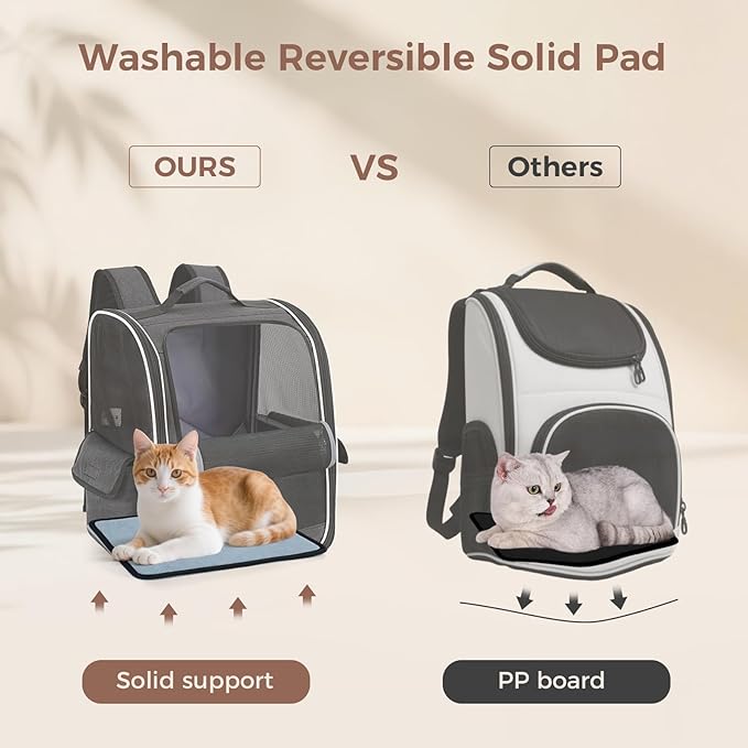 Lekereise Cat Backpack Carrier, Pet Carrier Backpack Airline Approved for Small Dogs Medium Cats Fit Up to 18 Lbs, Dogs Foldable Backpack Carrier for Travel, Hiking, Black