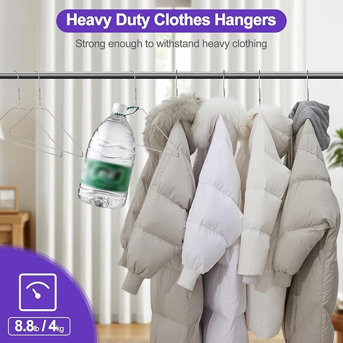Wire Metal Hangers Bulk 200 Pack, Clothes Hangers Heavy Duty for Coats, Suits, Shirts, Pants, Skirts, Space Saving, Non Slip, Ultra Thin, 16 Inch, Silver