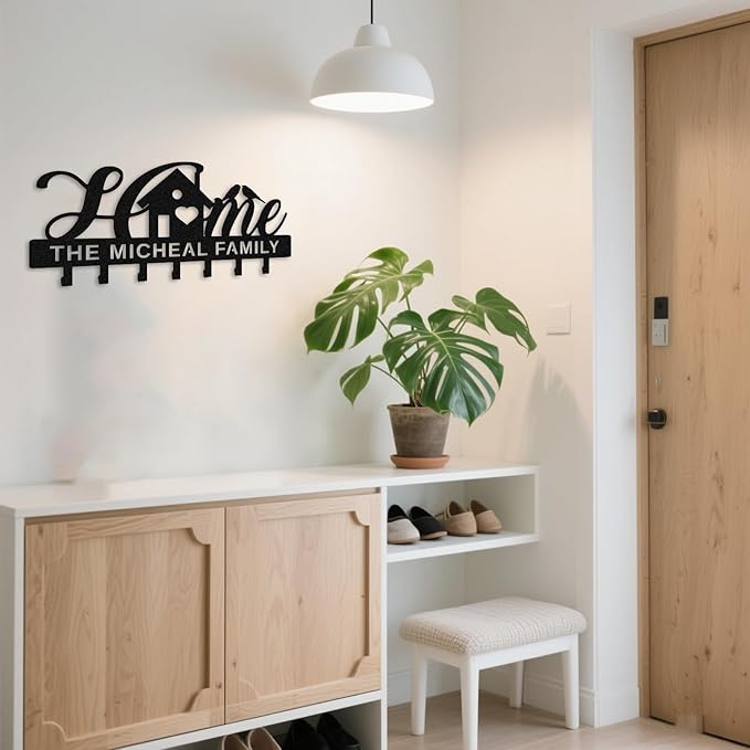 Custom Names Key Holder for Wall,Personalized Metal Key Hooks with Name,Decorative Key Rack Hooks for Home,Hallway,Entryway,Front Door,Office,Mother's Day Gift undefined undefined