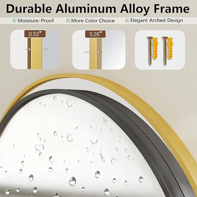 Large Full Length Mirror, 36"x80" Arched Floor Mirror Full Length with Stand, Room Decor Big Full Body Mirror with HD Tempered Glass Aluminum Frame for Bedroom Living Room, Gold