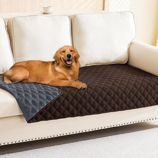 Smiry Waterproof Dog Blanket, Reversible Dog Bed Cover Pet Blanket, Soft Pet Couch Covers for Sofa Washable, Bed Couch Sofa Furniture Protector for Puppy Cat Kids (30"x90", Chocolate/Dark Grey)