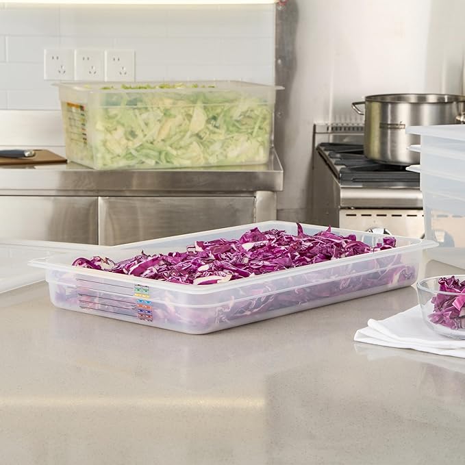 Restaurantware Food Pans Pack of 10 Plastic Rectangle Food Containers Full Size with Traceability Label, Storage Containers Dishwashable Hot Cold Friendly for Restaurants Buffet Commercial Use