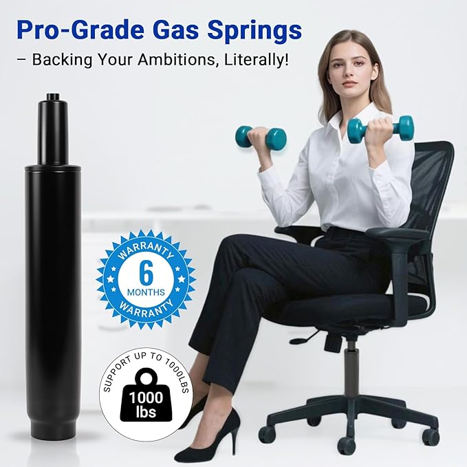 5.5" Office Chair Cylinder Replacement - Heavy Duty 1000lbs Class 4 Hydraulic Lift with Silent 360° Rotation, Universal Pneumatic Piston Fit for Sinking Desk/Gaming Chairs