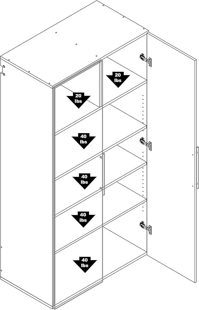 Prepac HangUps Large Storage Cabinet - Immaculate Black 36" Cabinet with Storage Shelves and Doors; Ideal for Bin and General Storage Solutions