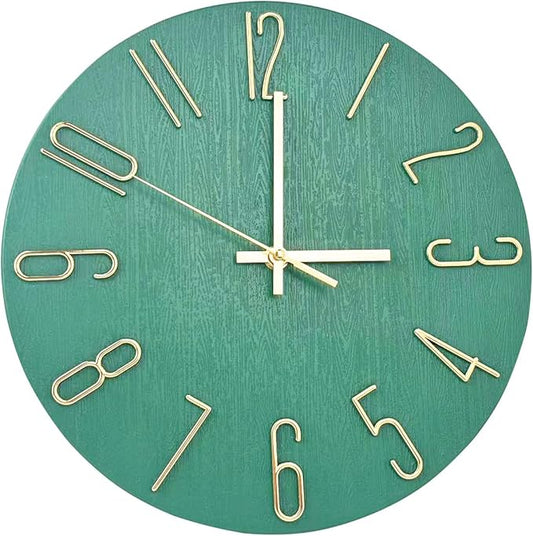 Wall Clock, Silent Clock, Wall Clocks Battery Operated， 12 inch Modern Wall Clock, Suitable for Offices, Living Rooms, Kitchens, Homes, Schools (Grass Green Without Second Hand)