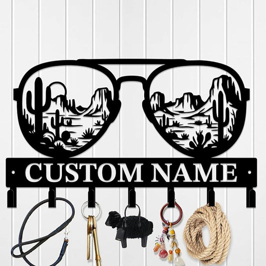 Custom Western Cowboy Metal Iron Key Hooks,Personalized Name & Text Engraving,Decor Wall Keys Holder for Home Entryway (Style D)
