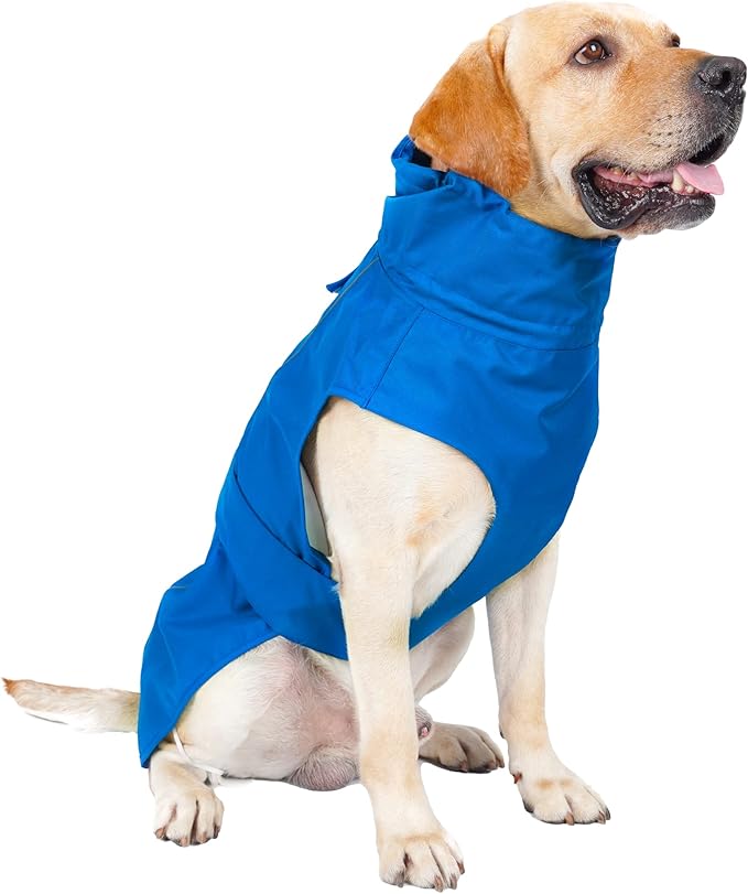 Adjustable Waterproof Dog Raincoat for Dogs,Lightweight Pet Rain Jacket Puppy Clothes with Reflective Strip for Small Medium Large Dogs (Blue, X-Large)