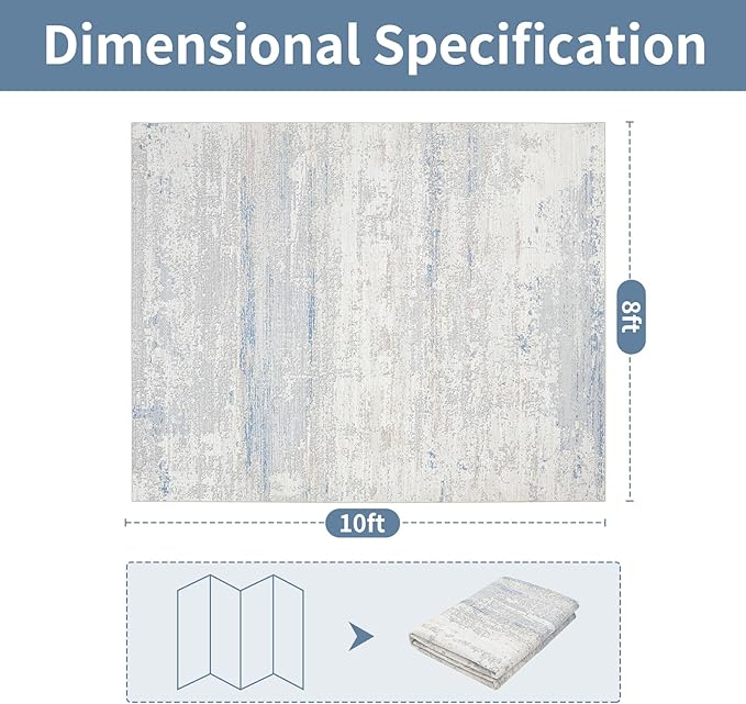 Washable Rugs 8x10 Area Rugs for Living Room- Modern Abstract Rugs for Bedroom,Dining Room, Large Soft Low Pile Carpet with Non Slip Rubber Backing,Neutral Accent Rug for Nursery Home Office