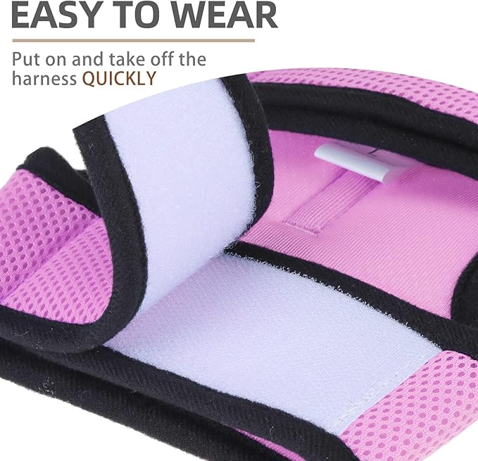 PUPTECK Soft Mesh Cat Vest Harness and Leash Set Puppy Padded Pet Harnesses Escape Proof for Cats Small Dogs (Small, Pink)