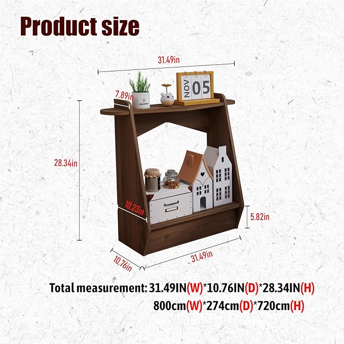 Pmnianhua Wood Console Table, 2-Tier Accent Storage Sofa Table, Wooden Farmhouse Entryway Organizer Shelf for Entrance, Hallway, Living Room, Bedroom(Walnut)