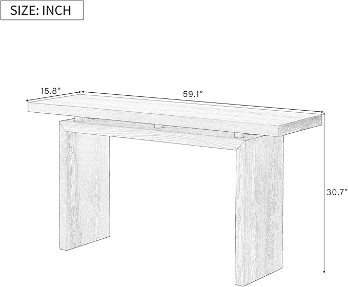 59" Modern Minimalist Console Table, Ash Veneer Entryway Table with Unique Floating-Top Design, Narrow Long Sofa Table for Hallway, Foyer & Living Room, Natural Wood Finish