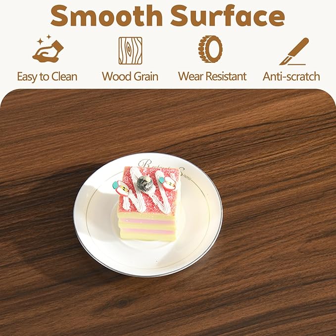 Round Dining Table for 4-8 People, 43.3"-59" Oval Dining Table Space Saving, Expandable Kitchen Table with Smooth Glide Mechanism Modern Design & Wood Base for Small Space (Walnut)