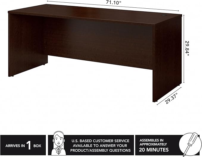Bush Business Furniture Series C 72W Office Desk in Mocha Cherry, Large Computer Table for Home and Professional Workplace
