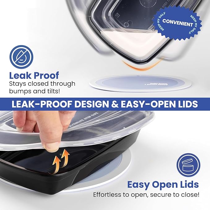 15 Pack 32oz Meal Prep Containers Reusable BPA-Free, Disposable Food Storage Containers with Lids, Bento Box Leakproof To Go Food Containers, Microwave Freezer Dishwasher Safe