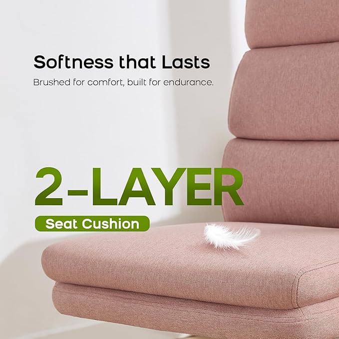 Office Chair Adjustable Desk Chair Mid Back Executive Comfortable Fabric Ergonomic Back Support Home Computer Chair with Padded Flip-up Armrest Swivel Wheels (Pink)