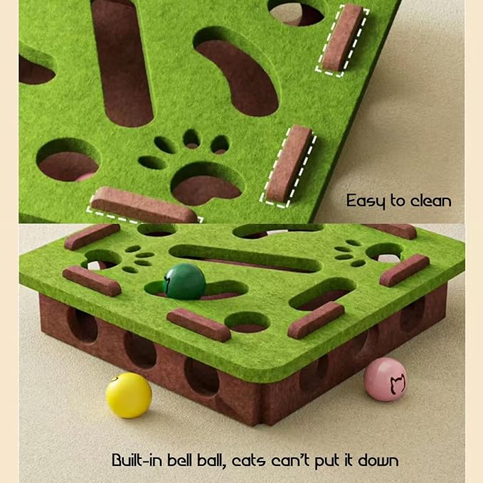 2025 New Cat Scratch Puzzle Box, Cat Nail File Enrichment Box, Nail File Stress Free ＆ Cats Puzzle Treat Dispenser, Durable, Interactive Scratching Post for Indoor Kittens to Scratch (Yellow, Square)