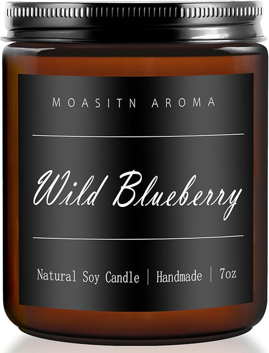 MOASITN Blueberry Highly Scented Candles for Home| Natural Soy Aromatherapy Candle| Handmade Long Lasting Jar Candle Gift for Women,Men as Birthday,Summer,Relaxing,Gifts| 7oz