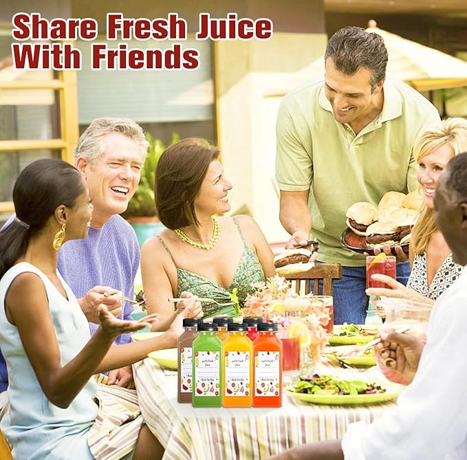 12pcs 12oz Plastic Juice Bottles, Reusable Juice Containers with Black Tamper Proof Lids, Brush, Funnel and Labels, Clear Juice Containers for Juicing, Smoothie and Homemade Beverages