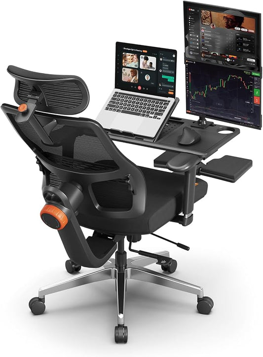 Newtral Ergonomic Office Chair, High Back Desk Chair with Footrest, Auto-Following Lumbar Support & Headrest, 4D Armrest, Adjustable Seat Depth and Height