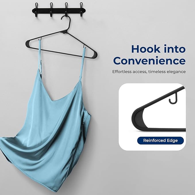 SereneLife 150 Pack Plastic Hangers, Lightweight, Durable, Space Saving Clothes Organizers, Suitable for Shirts, Sweaters, Hoodies, Dresses, Kids Clothes, Good for Home Organization (Black)