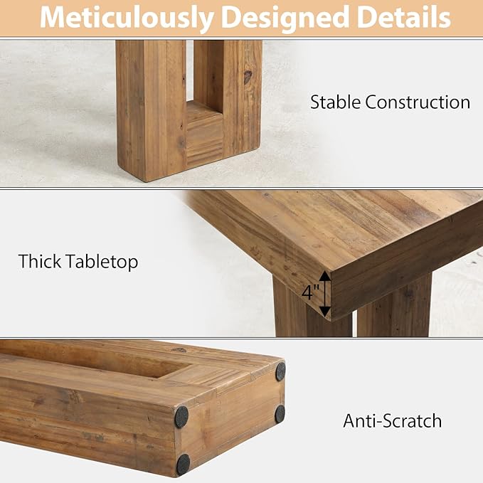 Reclaimed Solid Wood Console Table, 59" Long Farmhouse Entryway Table, Rectangular Couch Tables Behind Sofa, Accent Tables for Hallway, Entrance, Foyer, Living Room