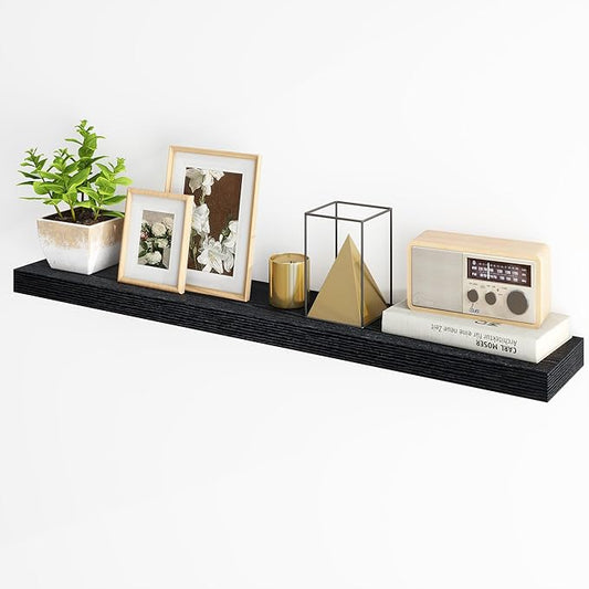 Fun Memories Floating Shelves for Wall, 48Inch Long Floating Shelves Set of 1, Hanging Shelf with Invisible Brackets, Wood Shelves for Living Room, Bedroom, Kitchen, Black