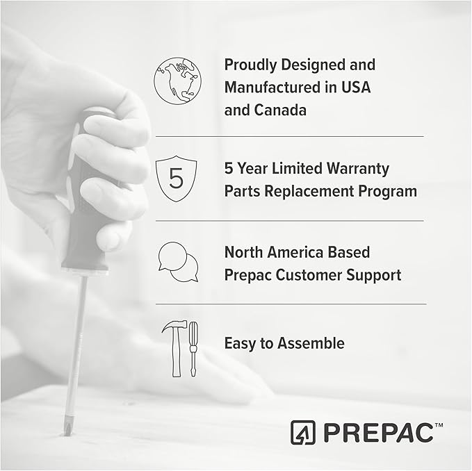 Prepac Astrid 6 Drawer Double Dresser for Bedroom with Crystal Knobs, Wide Chest of Drawers, Bedroom Furniture, Clothes Storage and Organizer, 15.5" D x 47.5" W x 26.85" H, White