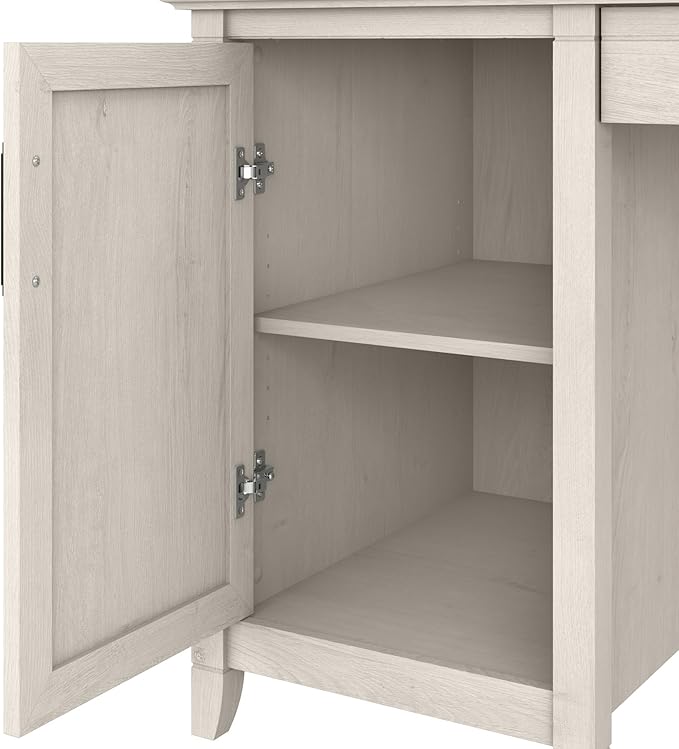 Bush Furniture Key West Computer Desk with Storage | Farmhouse PC Table for Home Office in Linen White Oak | 54W x 24D